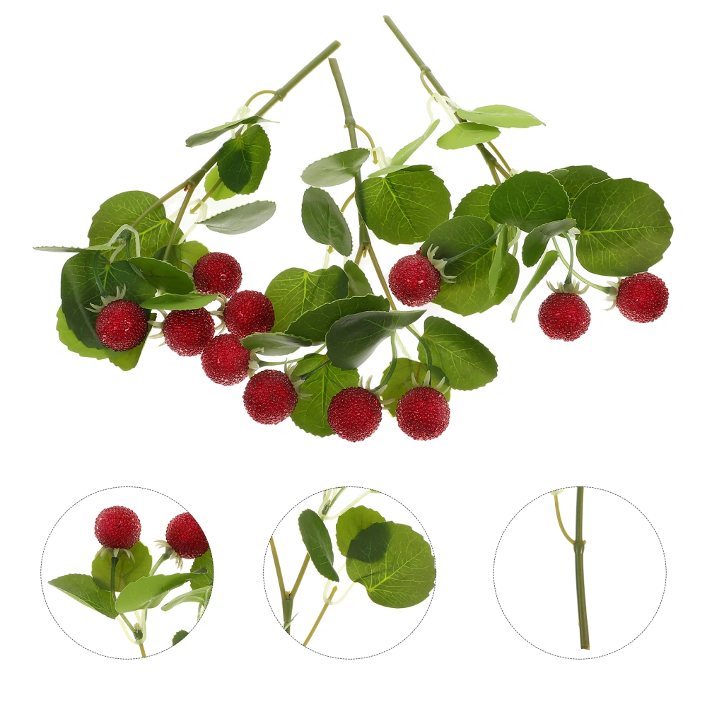 3Pcs Artificial Waxberry Bunches Artificial Waxberry Stems Fake Plant Decors