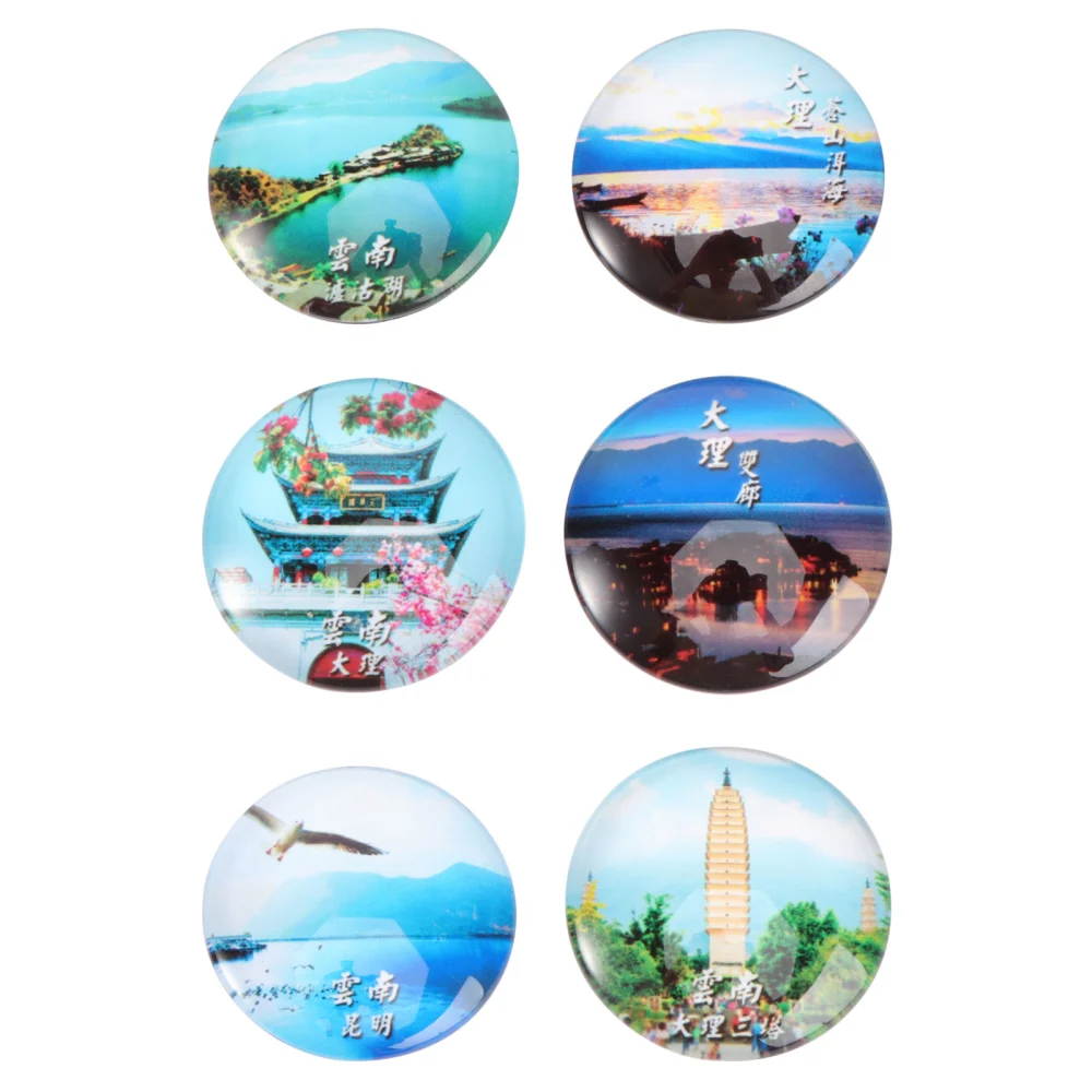 6Pcs Landscape Pattern Magnet Souvenir Refrigerator Magnet Decoration Prop