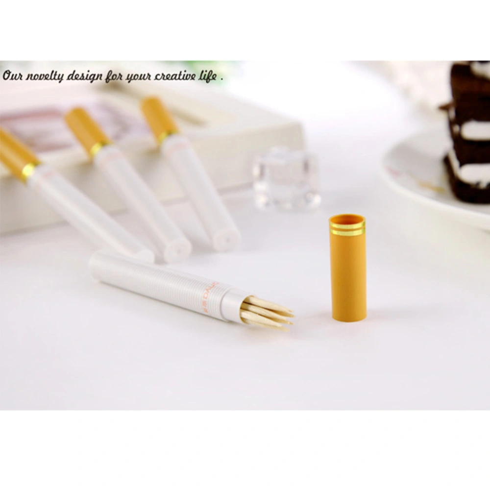 2pcs Cigarette Shape Toothpick Box Lovely Chic Toothpick Holder Case Dispenser Table Decoration for Home Restaurant