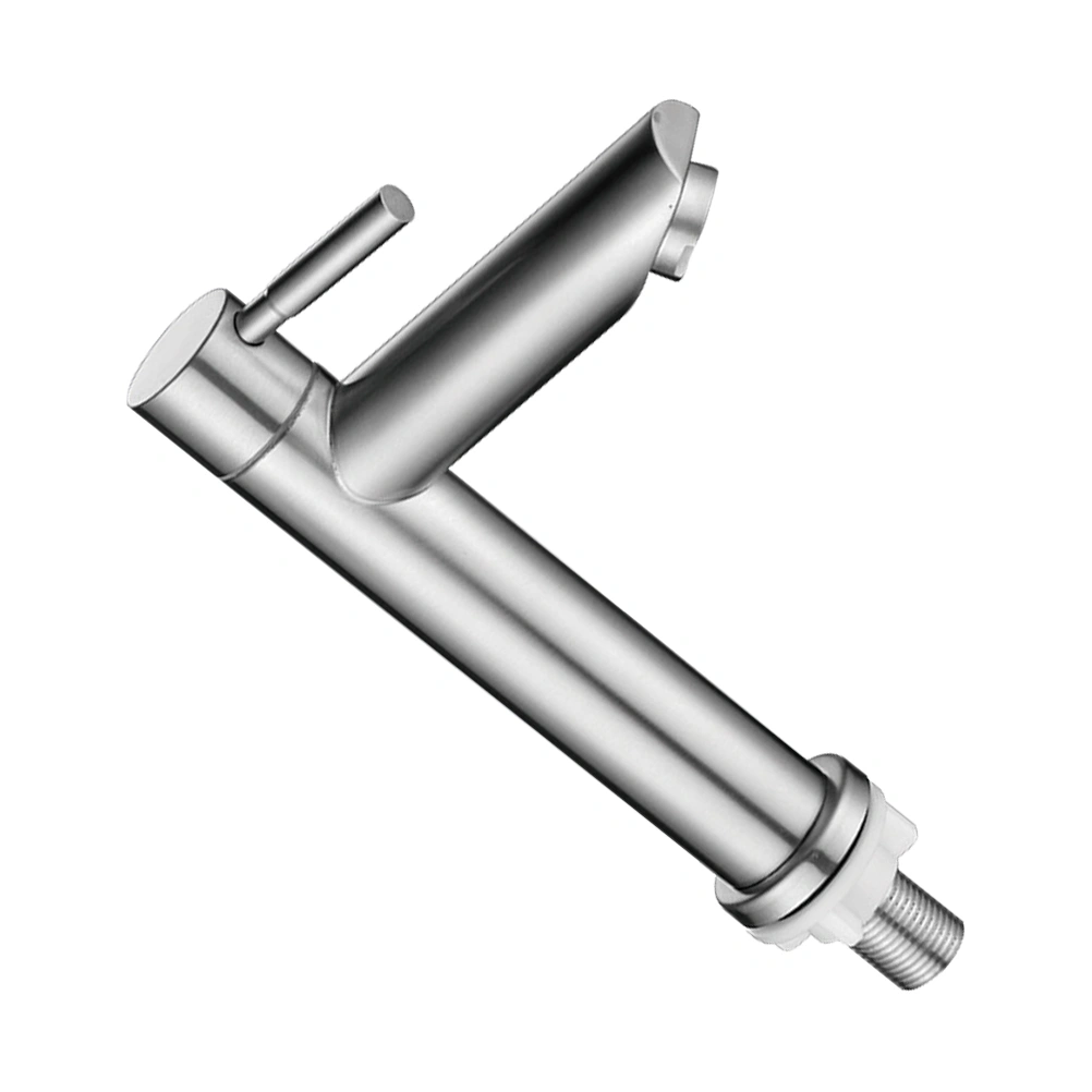 Stainless Steel Faucet Single Cold Basin Faucet Bathroom Metal Faucet Kitchen Faucet (Style 2)