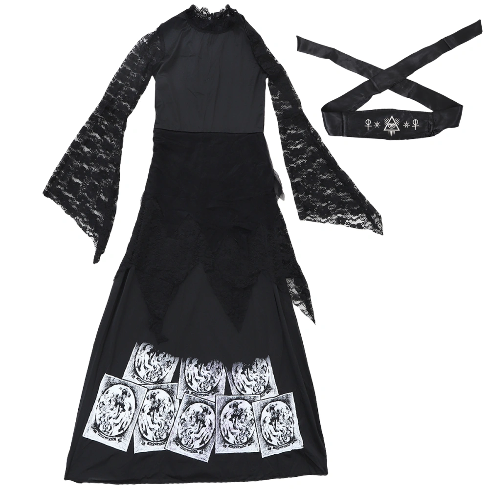 1 Set Halloween Witch Dress Party Black Hooded Cosplay Outfit Creative Costume