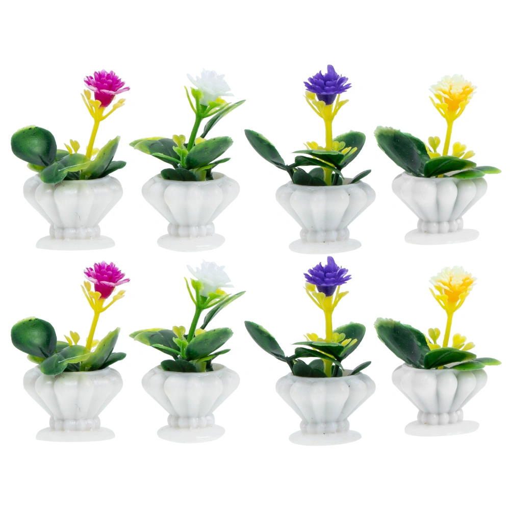 8 Pcs Simulated Bonsai Decor Artificial Potted Plant Doll House Layout Decoration