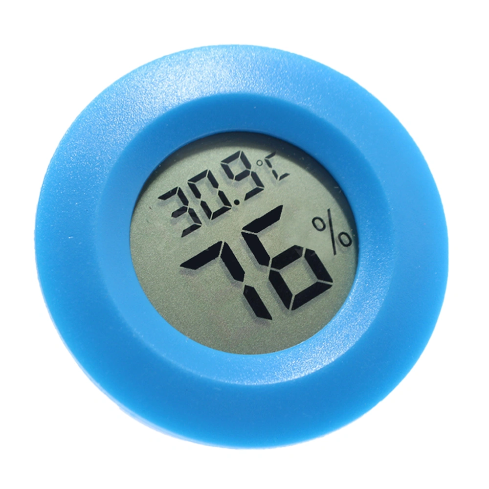 Reptile Box Thermometer Hygrometer Round Shaped Digital Temperature Humidity Meter for Indoor Bedroom Home (Blue)