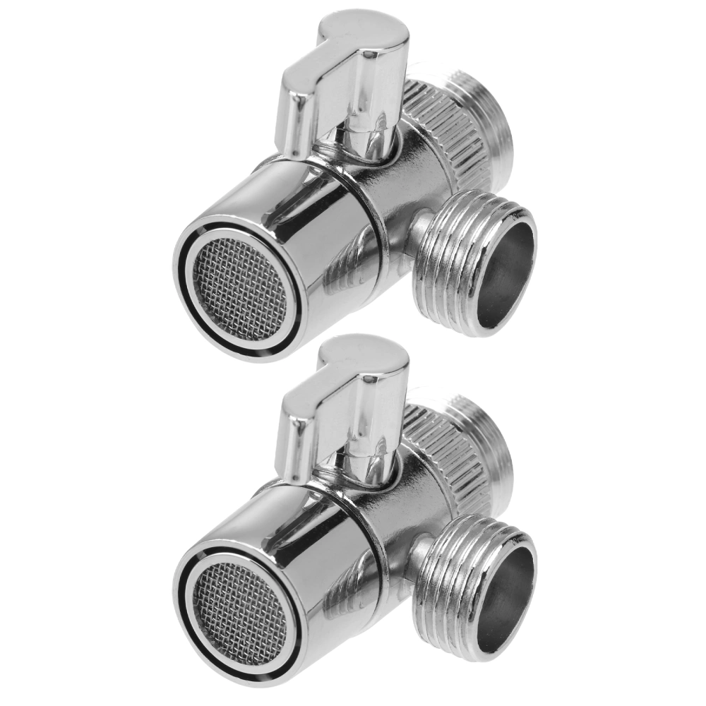 2Pcs 3-Way Shower Diverter Valves for Faucet Handheld Shower Head (Silver)