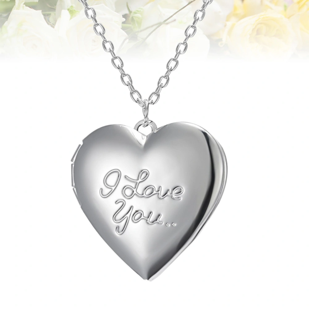 Photo Frame Necklace Alloy Pendant Creative Heart Shape Necklace Jewelry Gift Ornaments without Photo Frame