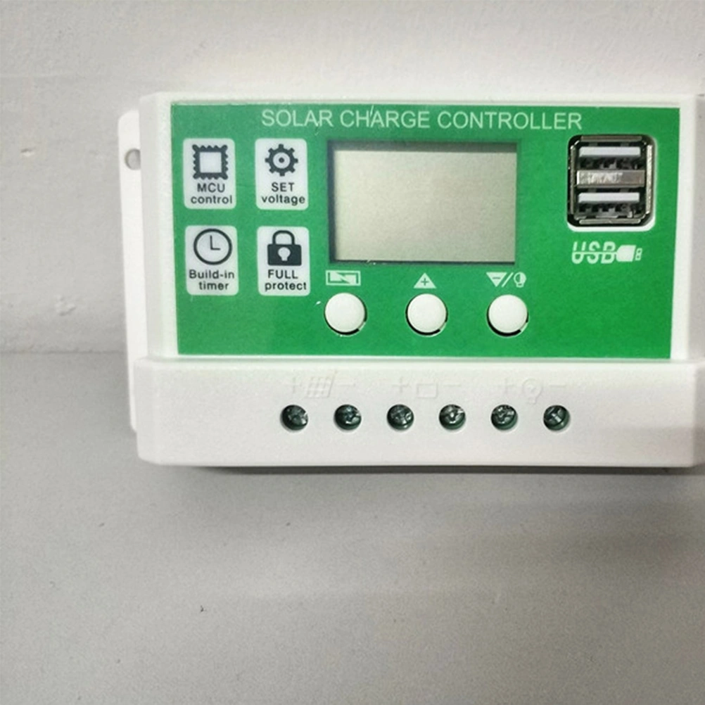 12V 10A Solar Charge Battery Controller Auto LCD Dual USB Solar Cell Panel PV Regulator (White)