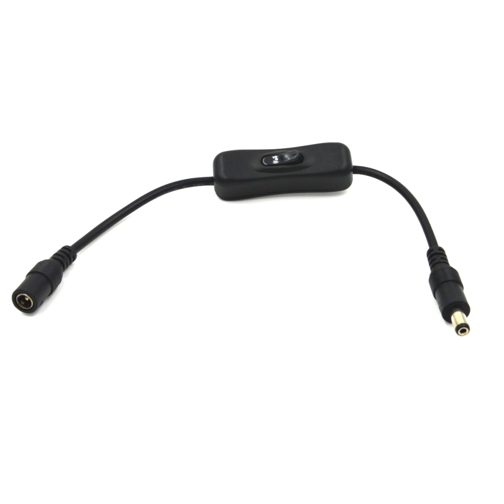 5.5x2.1mm DC Male to Female M/F Power Extension Cable with Switch (Black)