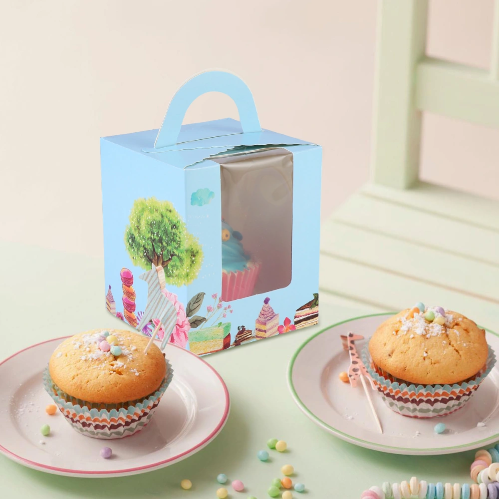 50Pcs Portable Single Design Cake Boxes Paper Cupcake Packing Box Party Supplies