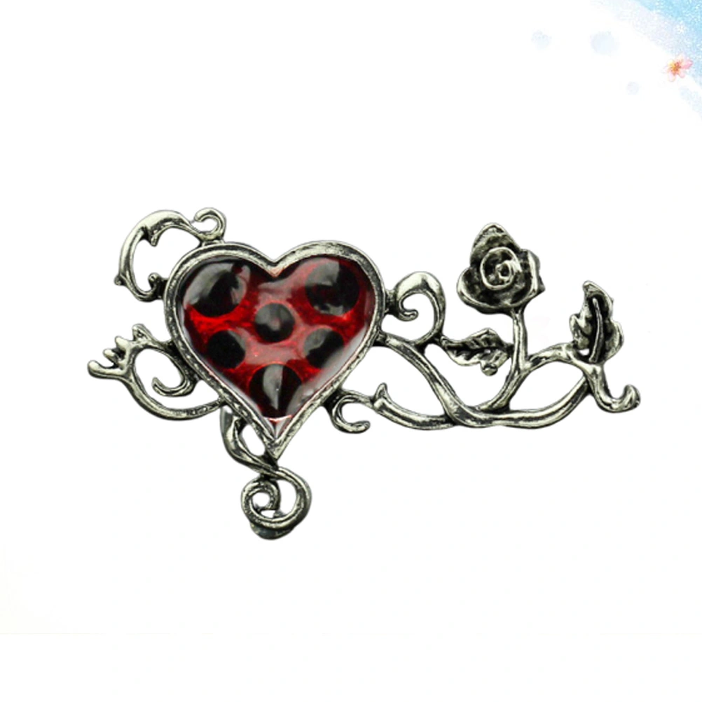 1PC Halloween Vintage Gothic Style Rose Vine Red Heart Shaped Ring Fashion Jewelry for Women and Girls