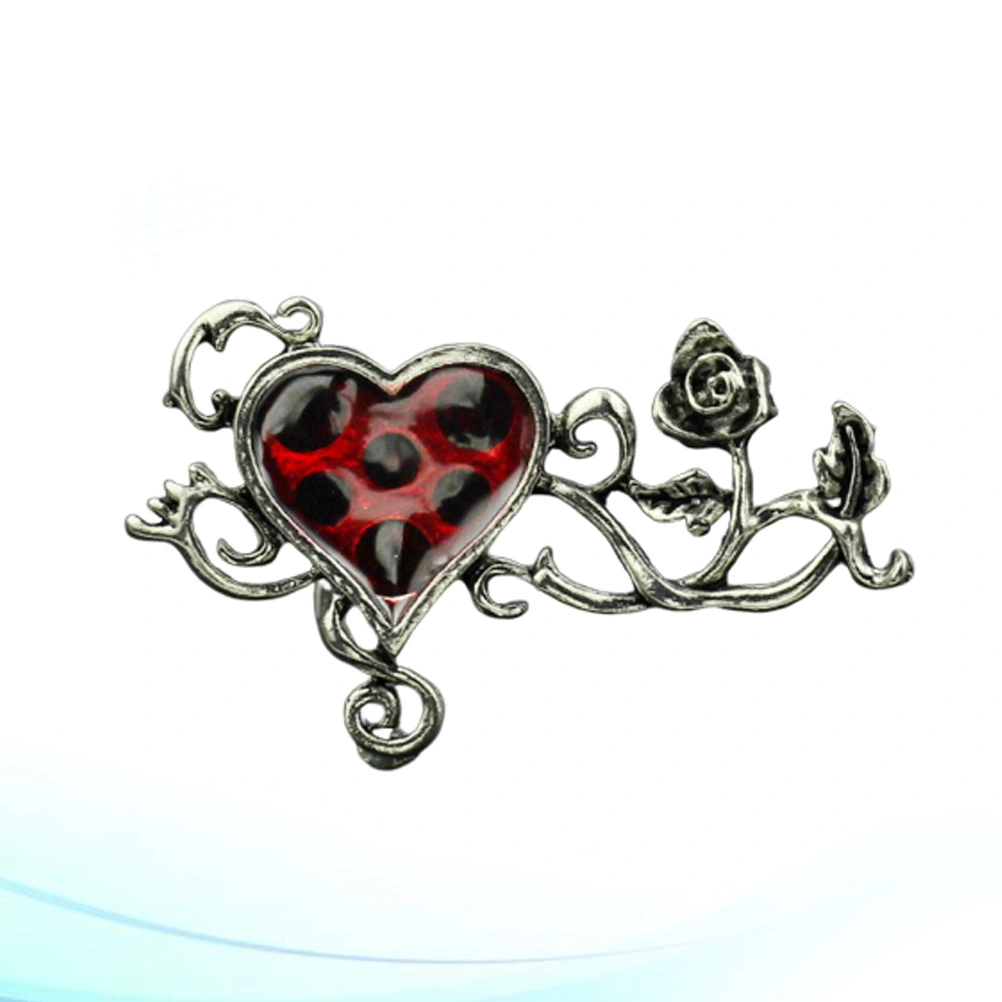 1PC Halloween Vintage Gothic Style Rose Vine Red Heart Shaped Ring Fashion Jewelry for Women and Girls