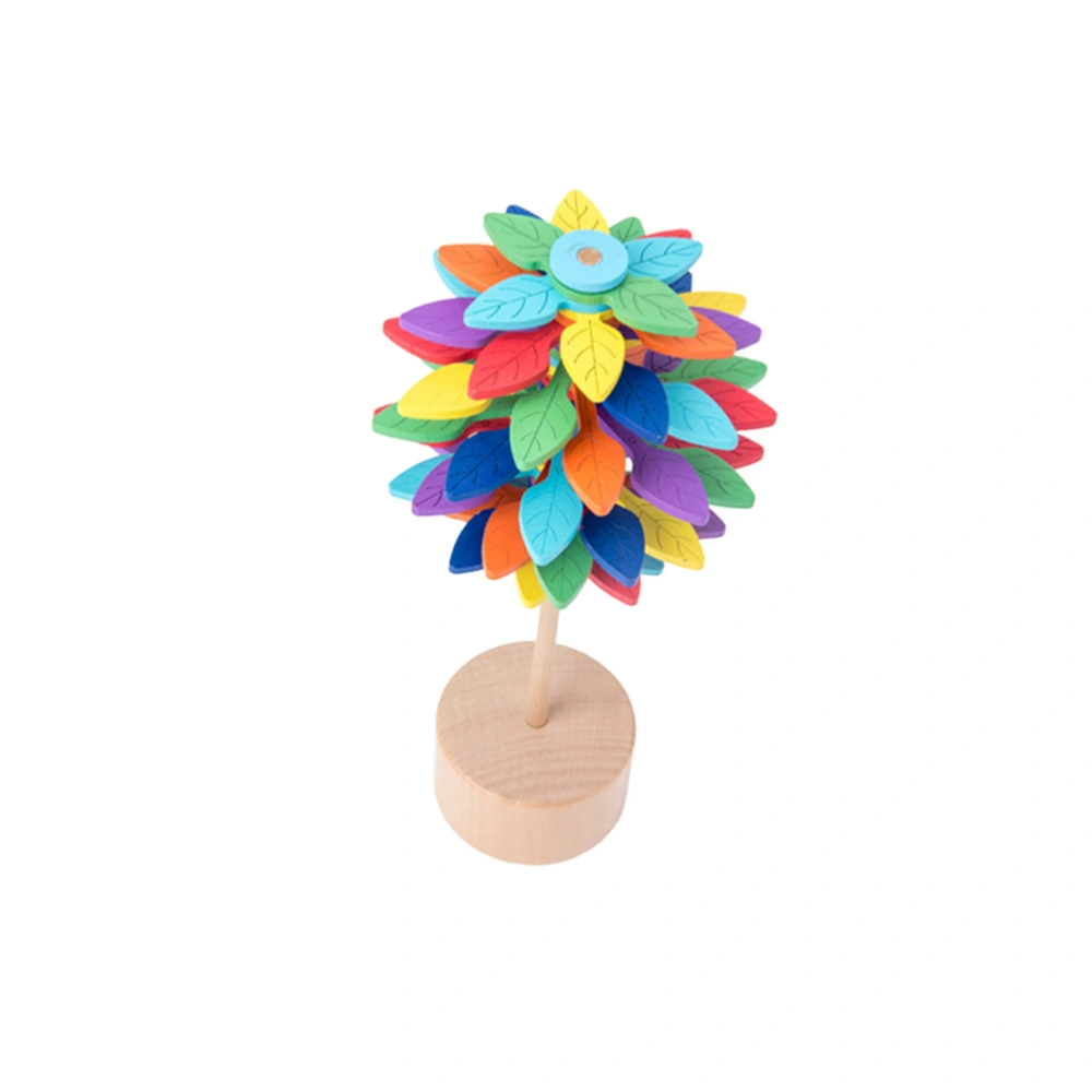 Wooden Revolving Decompression Playthings Toys Multi-purpose Toys for Kids Adults Colorful Leaves Style