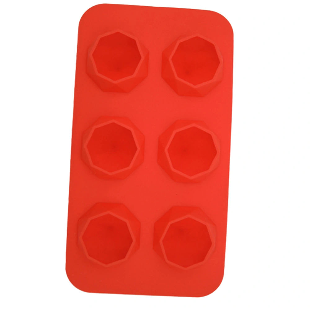 6 Lattices Silicone Ice Mold Diamond Shape Ice Cube Tray Ice Cube Maker for Whiskey Iced Coffee (Red)