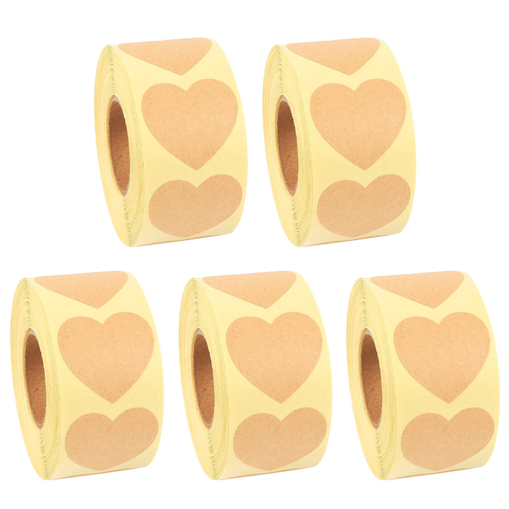 5 Rolls of DIY Kraft Paper Stickers DIY Kraft Gift Sticker Packing Stickers