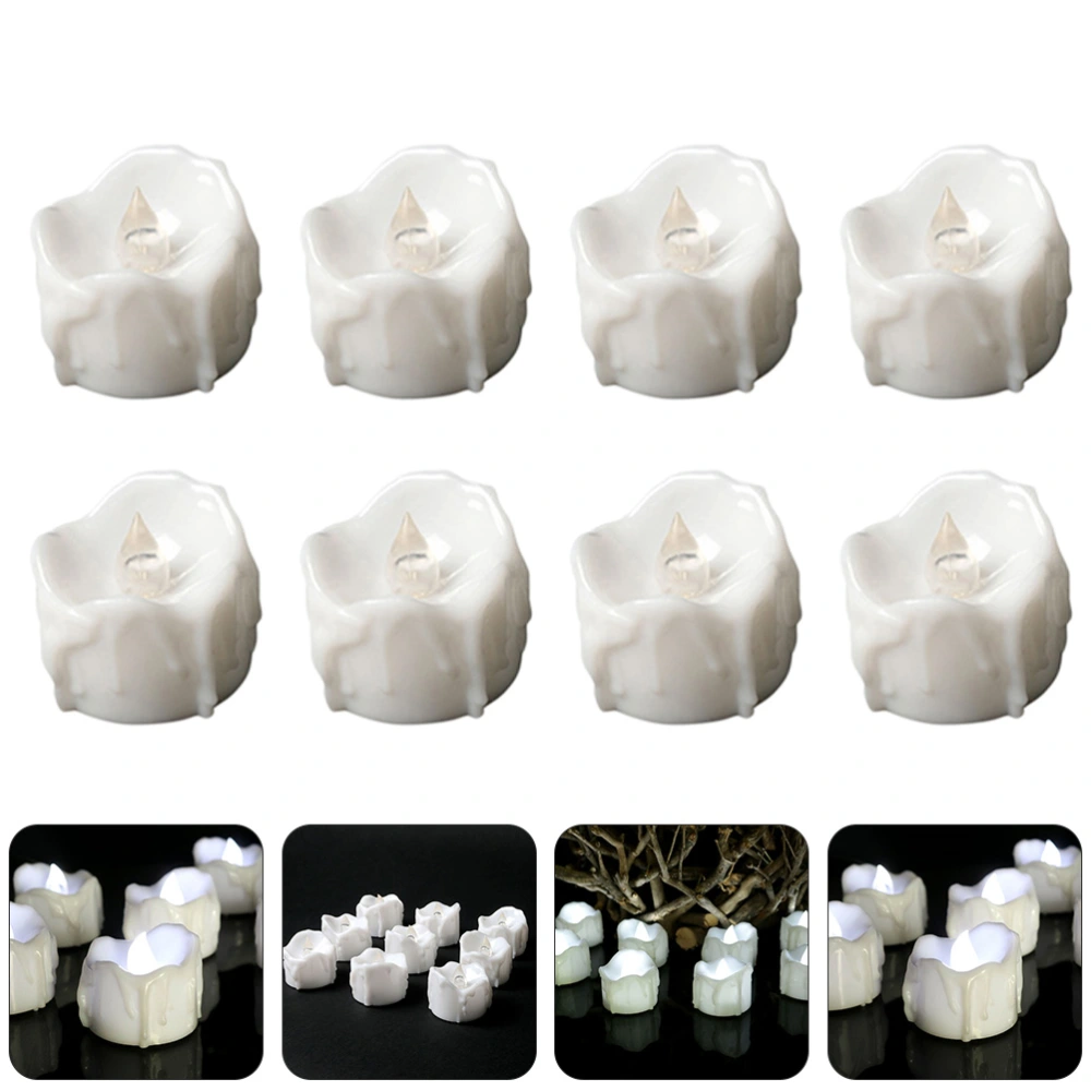 12pcs Timing LED Tea Lamps Candle Lamps Home Decorative Tea Lamps (White)