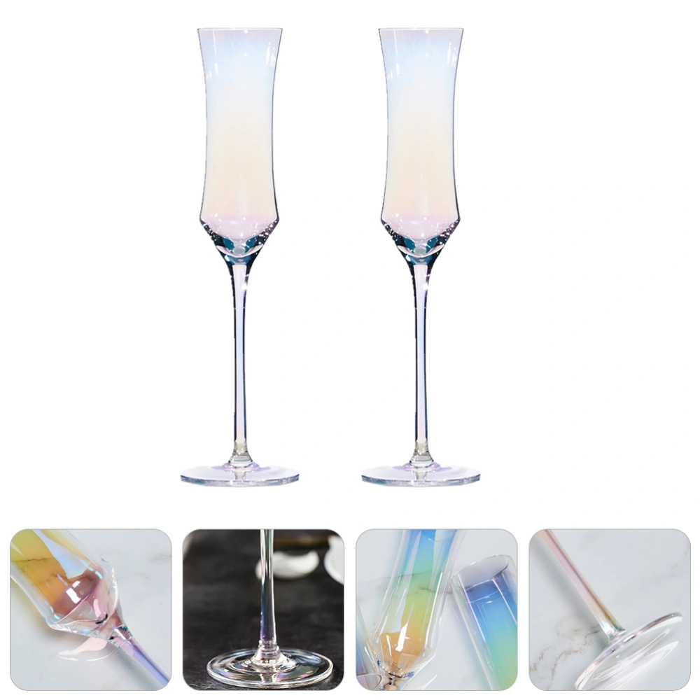 2Pcs Dazzling Goblet Simple Champagne Glass Wine Glass Chic Stemware for Home