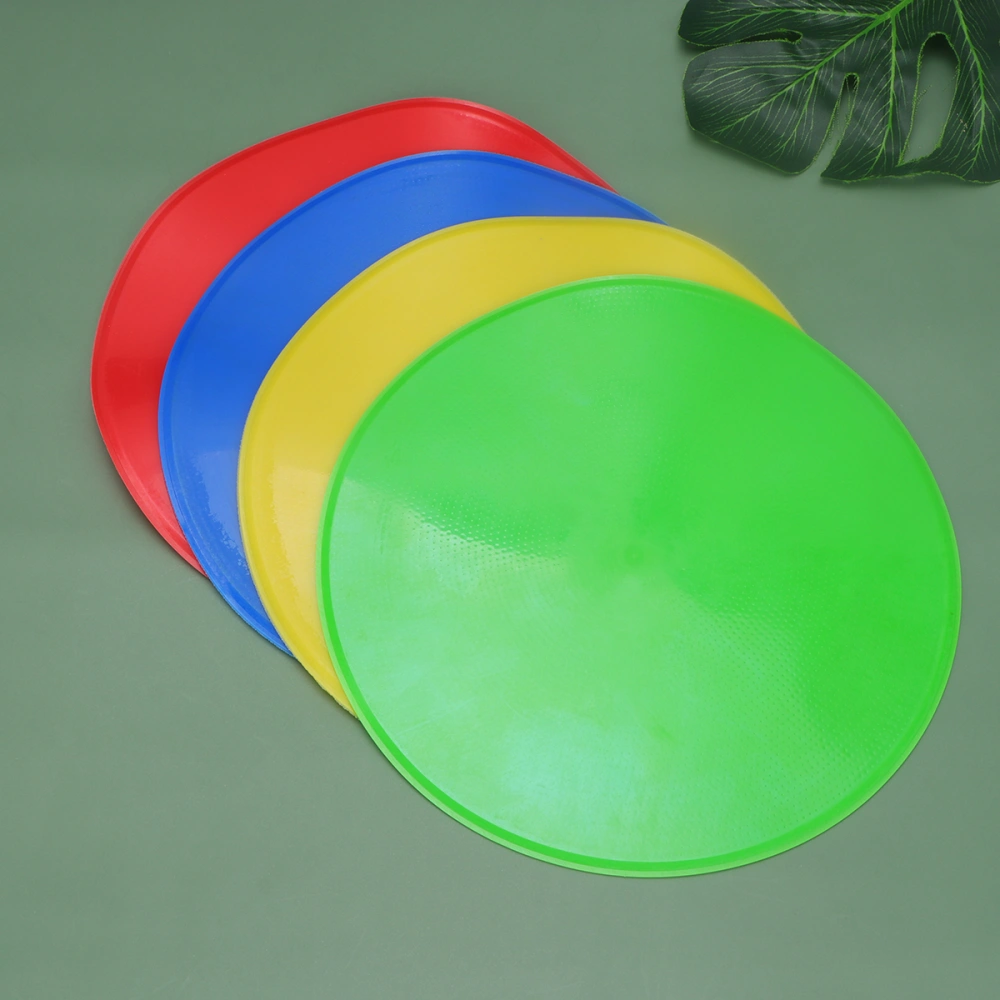 4 Pcs Reusable Sports Spot Markers Football Training Sign Dish Round Plate Marker Tray for Indoor Outdoor (Yellow, Red, Blue, Green Style)