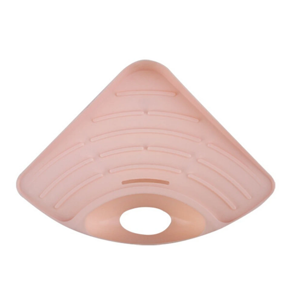 Triangle Shelf Kitchen Sink Dish Drain Rack Bathroom Soap Sponge Holder (Pink)