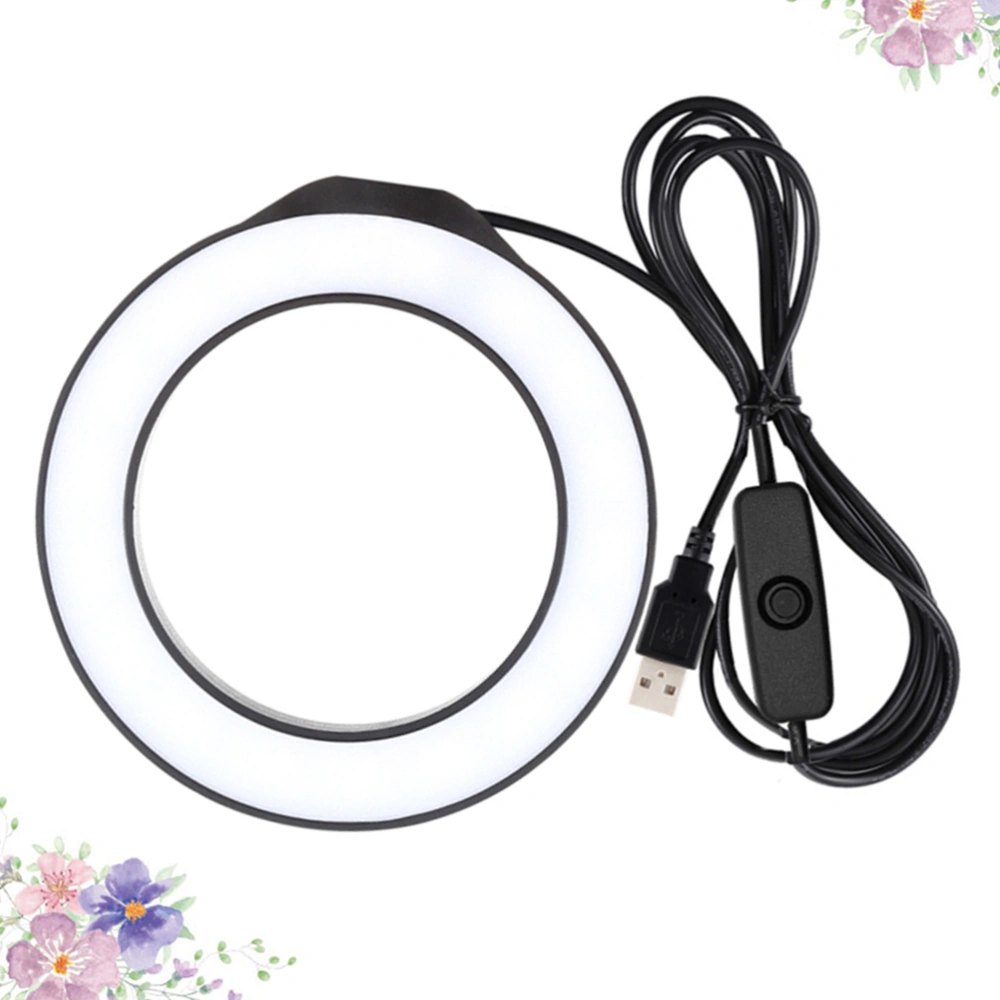 12cm USB LED Ring Fill Lamp Led Phone Live Broadcast Supplementary Light Selfie Live Beauty Lamp (Black)