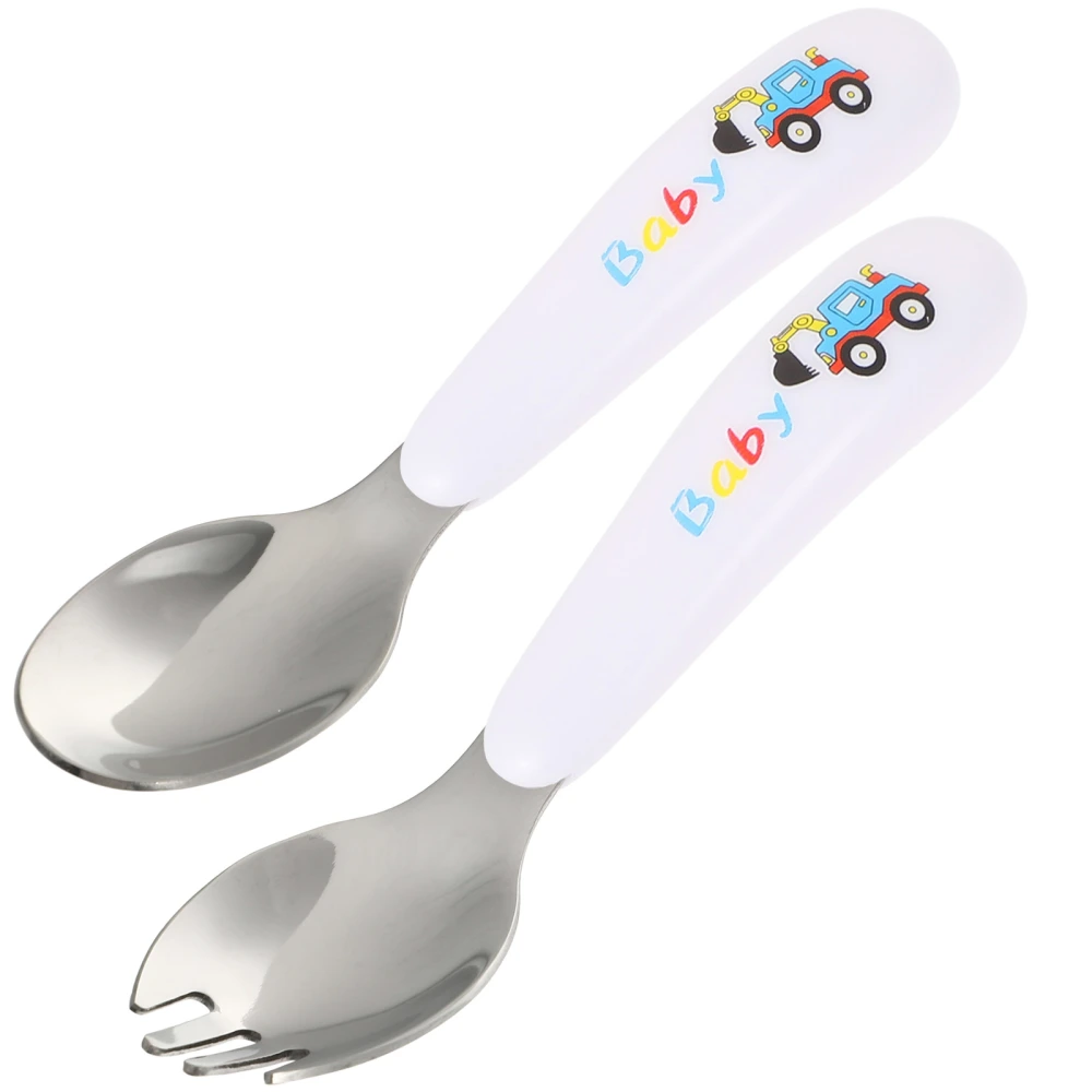 1 Set of Nonslip Baby Training Cutlery Premium Training Fork Spoon with Box