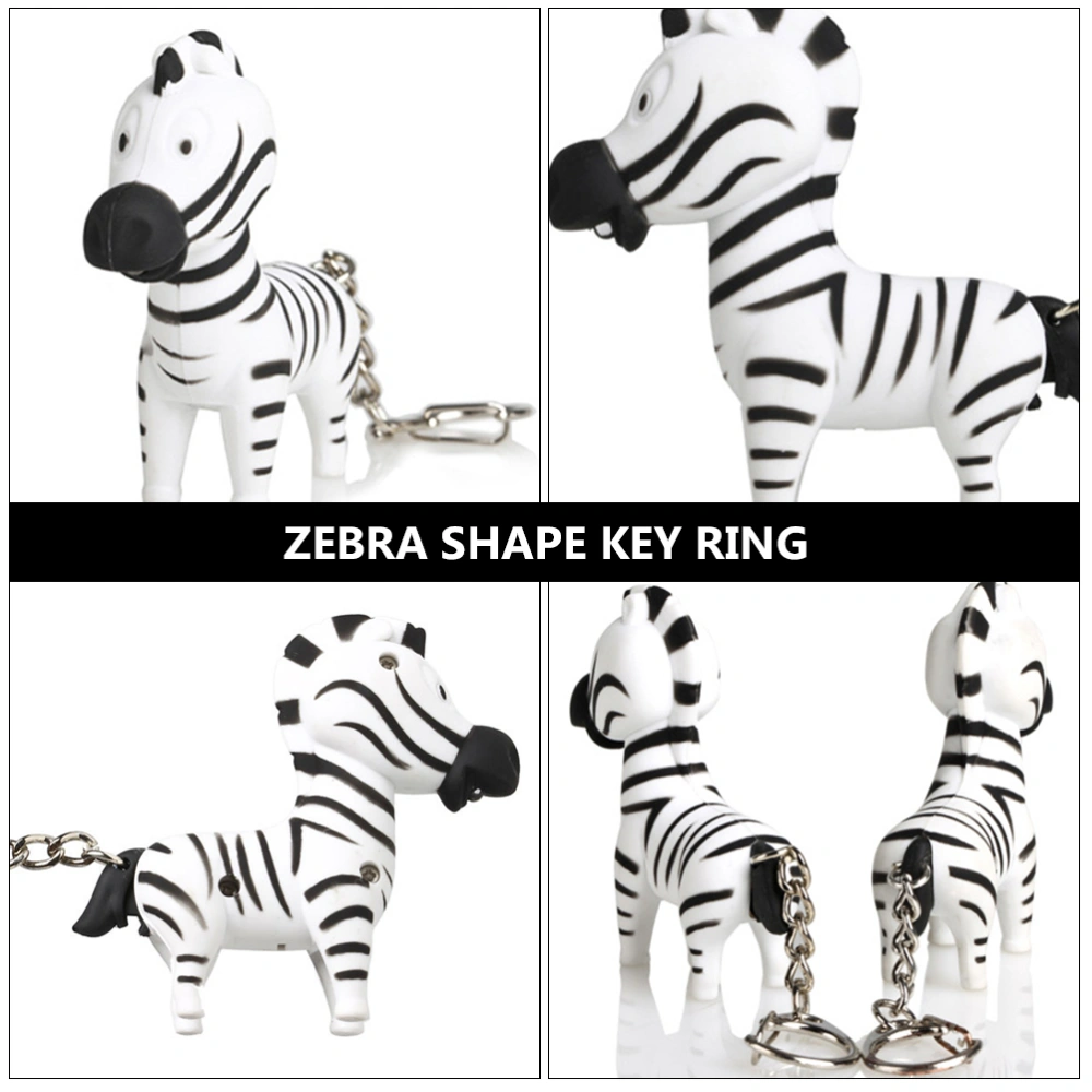 2pcs Zebra Shape LED Sound and Glowing Keychains Key Pendants (Random Style)