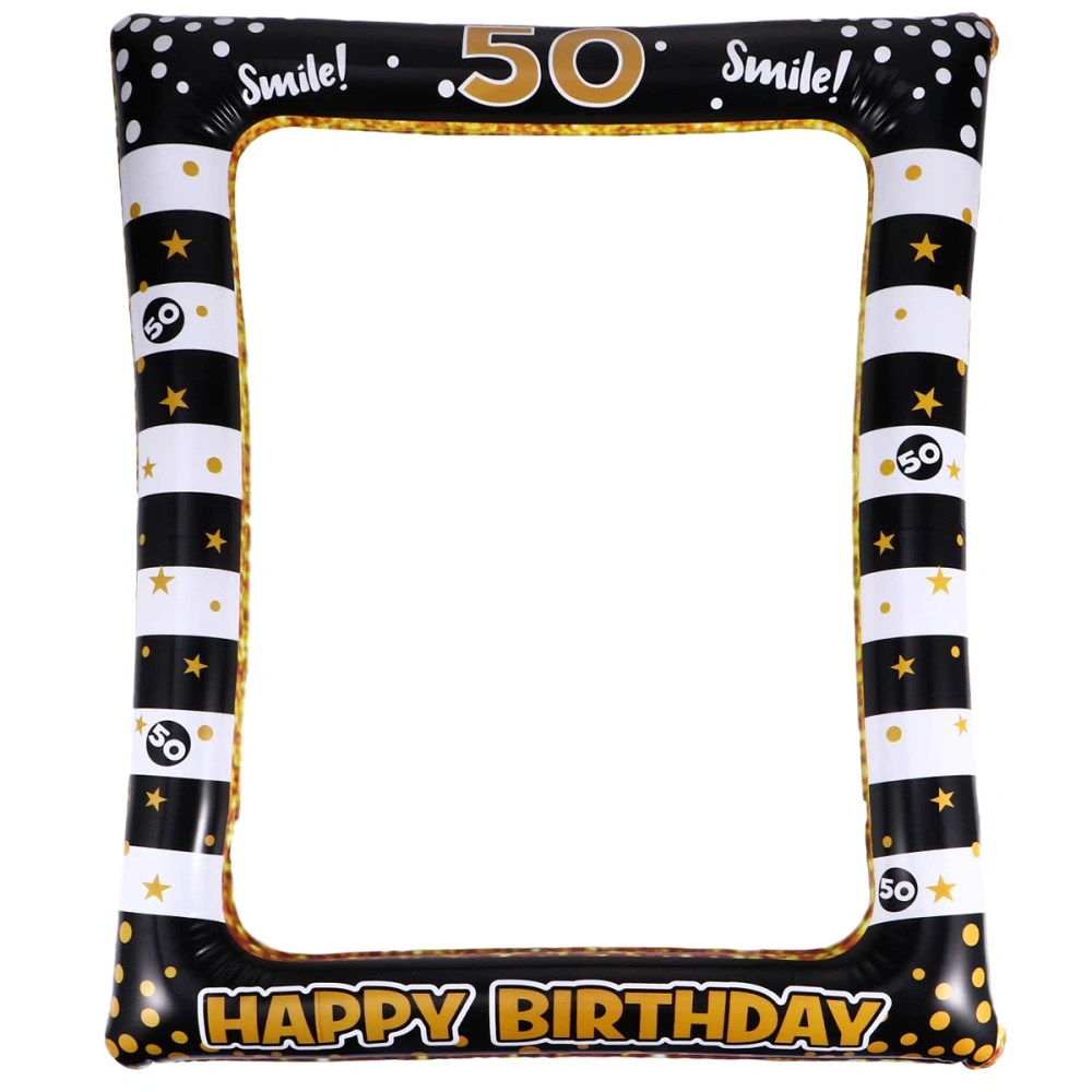 1pc Birthday Inflatable Photo Frame Festival Photo Props Party Supply for Age 50