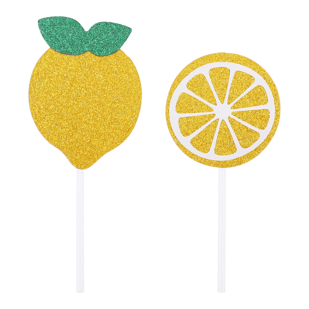 24pcs Lemon Party Cupcake Topper Yellow Lemon Summer Birthday Party Decorations