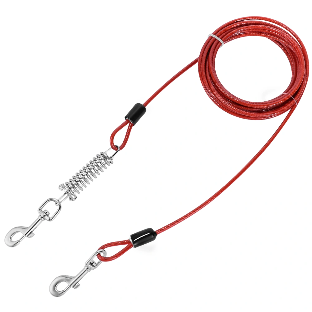 UEETEK Pet Leash Wrapped Steel Wire Pulling Rope With Metal Hooks Outdoor (Red)