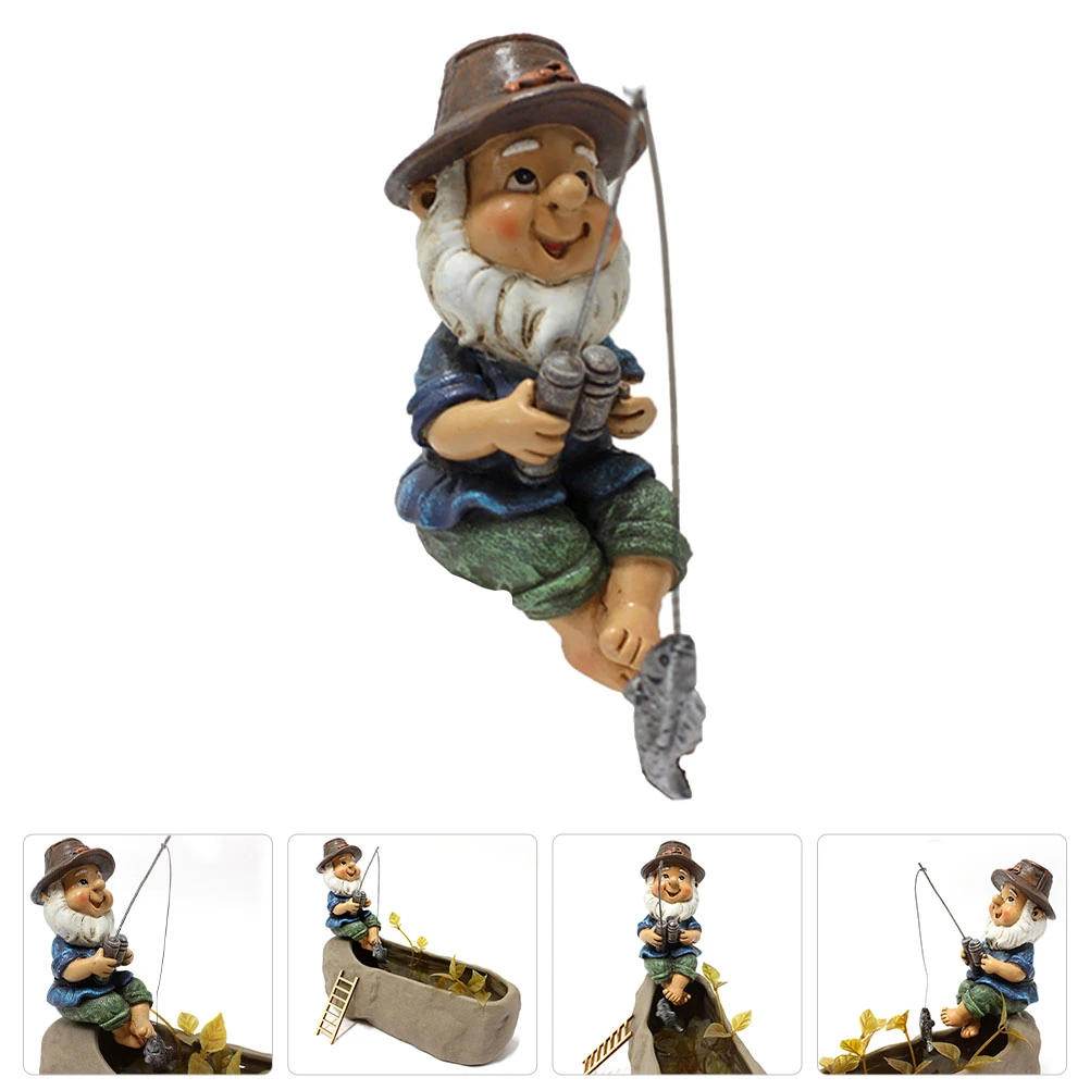 1pc Garden Resin Dwarf Statue Decor Outdoor Resin Ornament Pond Landscape Sculpture