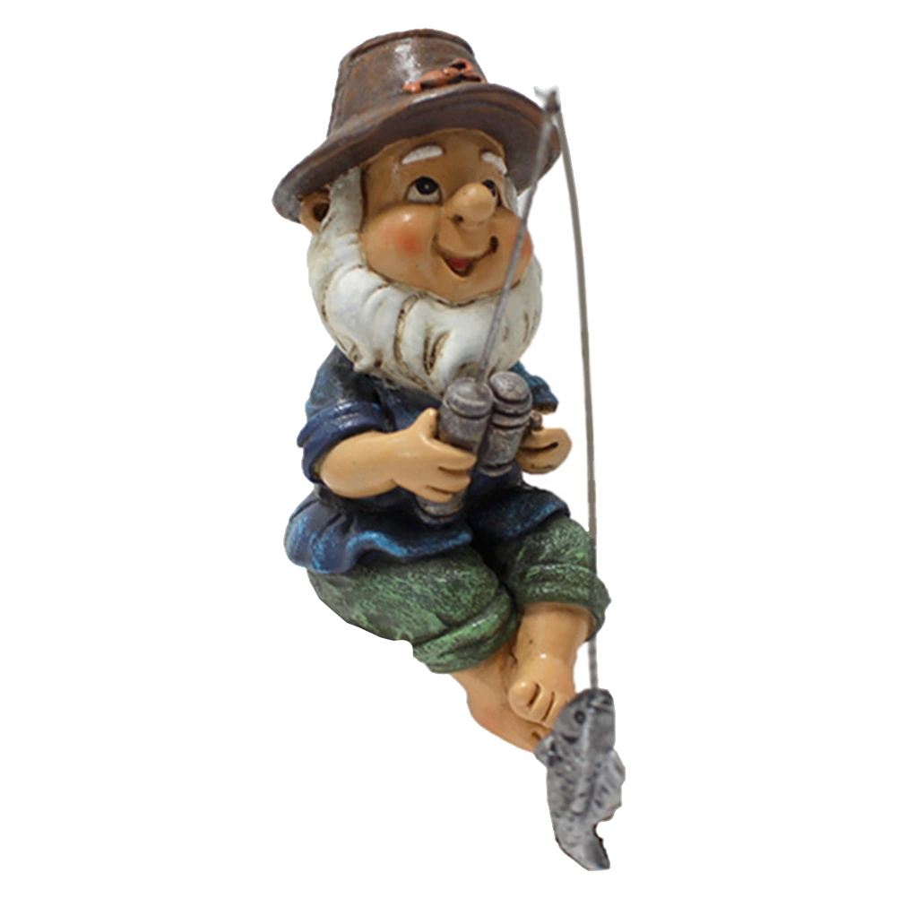 1pc Garden Resin Dwarf Statue Decor Outdoor Resin Ornament Pond Landscape Sculpture