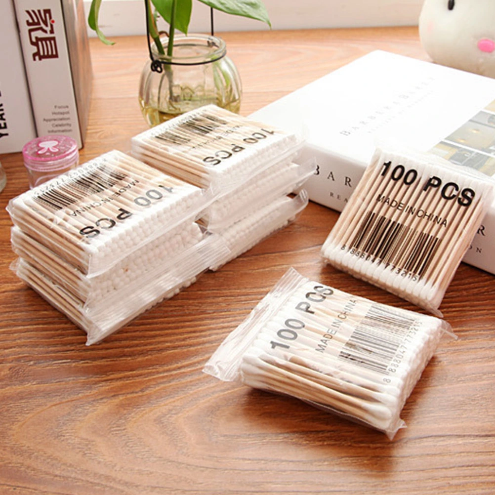 600Pcs 8x0.6cm Double Cotton Swabs Cosmetic Swab Stick Tampon Stick White