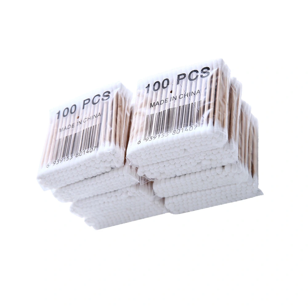 600Pcs 8x0.6cm Double Cotton Swabs Cosmetic Swab Stick Tampon Stick White