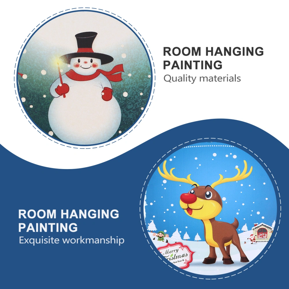 2Pcs Christmas Painting Wall Painting Frameless Draw Hanging Painting Decor