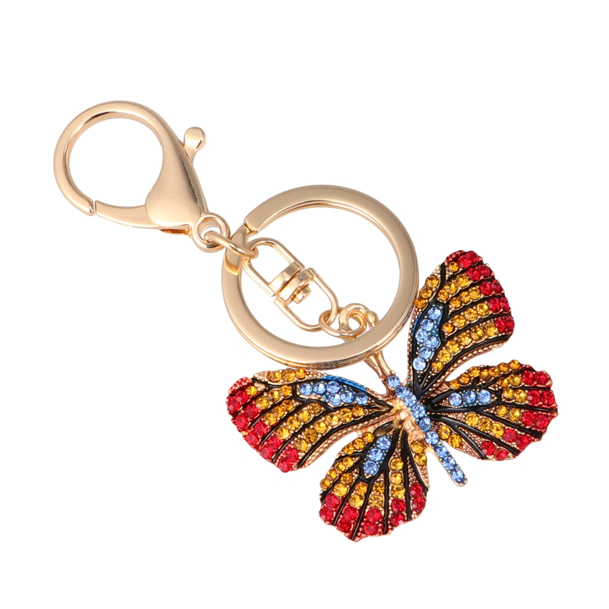 1pc Shape Keychain Rhinestone Keyring Metal Bag Pendant Gift Key Chains for Women Kids Red