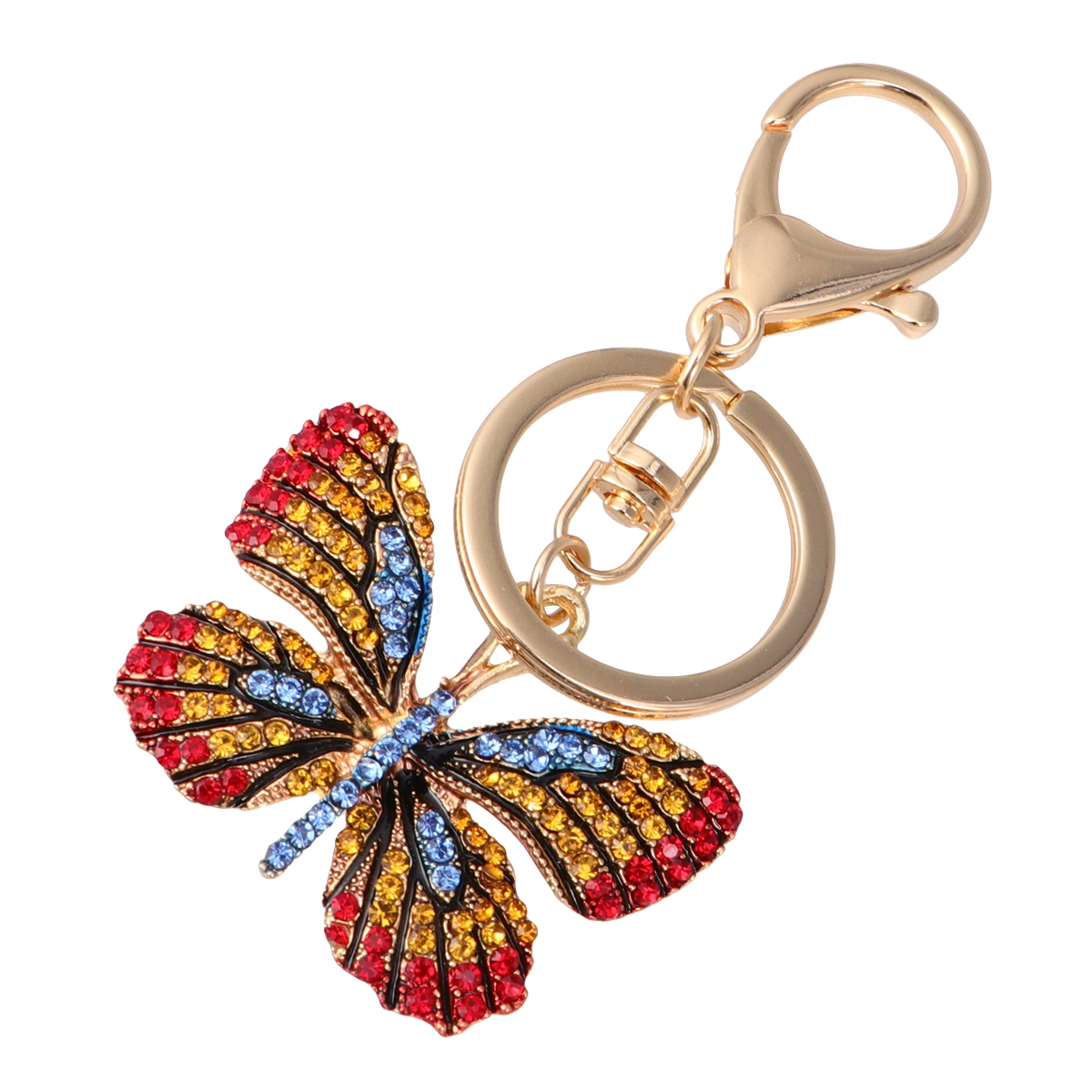 1pc Shape Keychain Rhinestone Keyring Metal Bag Pendant Gift Key Chains for Women Kids Red