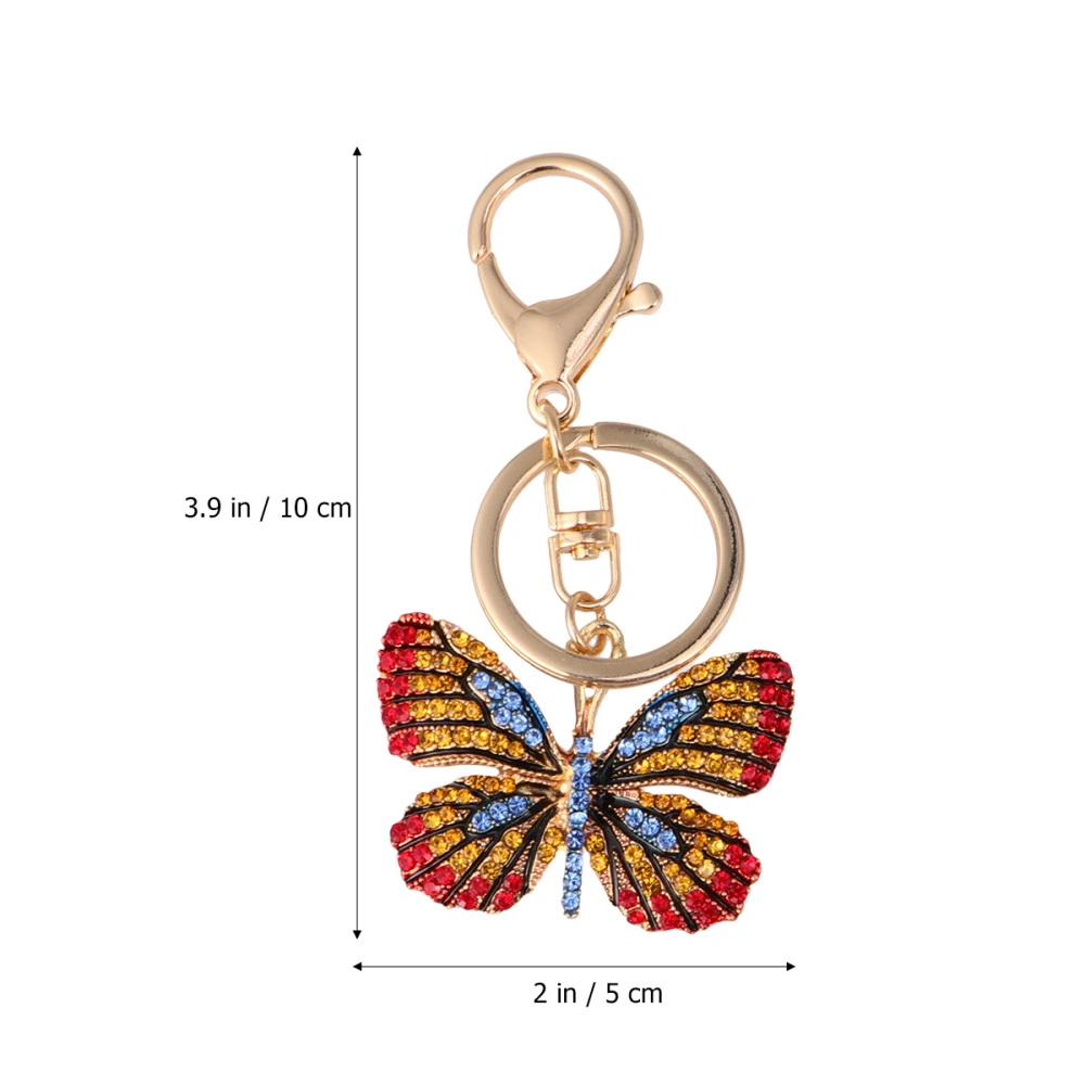 1pc Shape Keychain Rhinestone Keyring Metal Bag Pendant Gift Key Chains for Women Kids Red