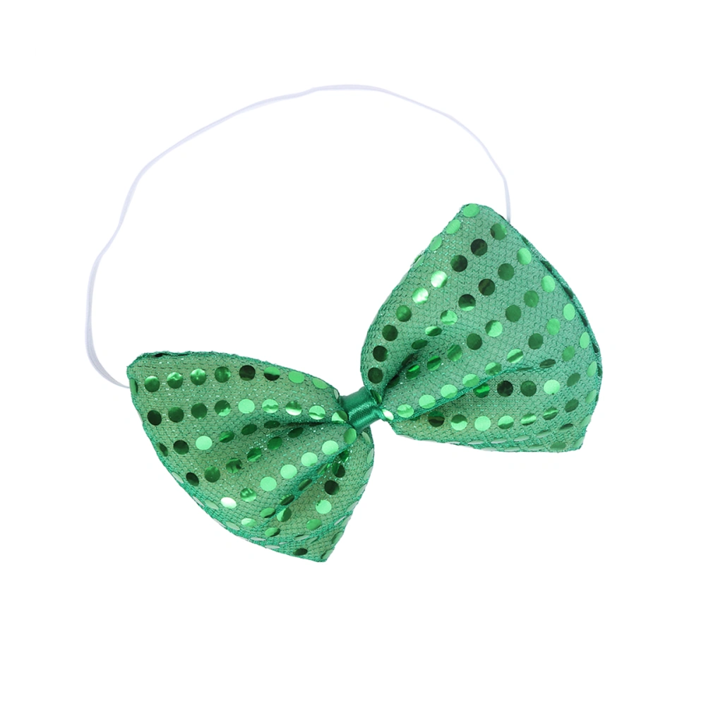 Men and Women's Fashion Sequin Bowtie Adjustable Pre-Tied Bow Tie for St. Patrick's Day(Green)