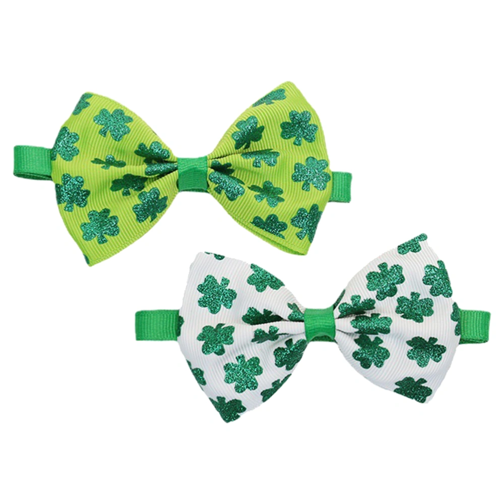 2pcs St. Patrick's Day Pet Costume Bow Ties Irish's Festival Pet Clovers Bow Ties