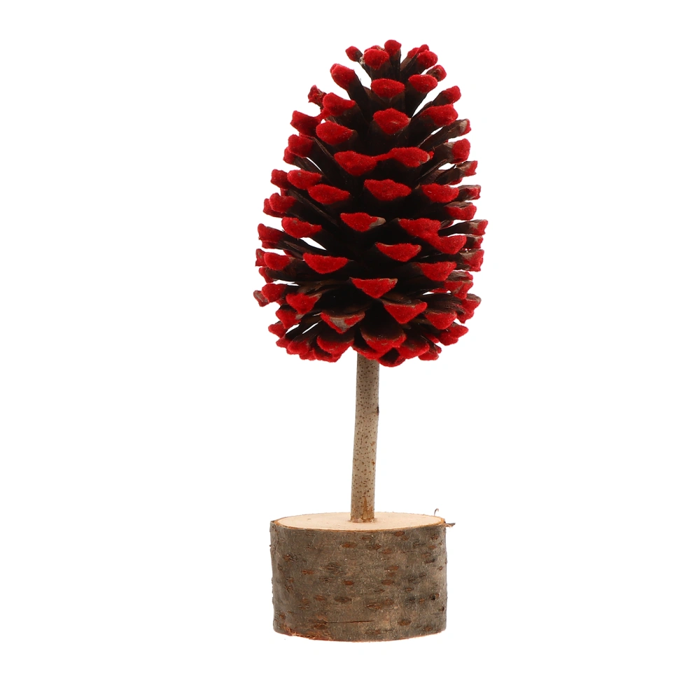 1Pc Festival Christmas Pine Cone Tree Adornment Desktop Ornament for Home