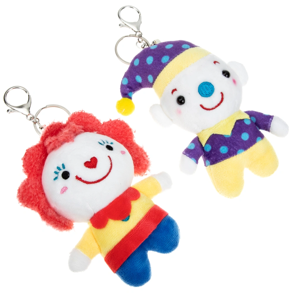 2Pcs Stuffed Doll Keychain Stuffed Doll Pendant Plush Clown Keychain Schoolbag Plush Pendants