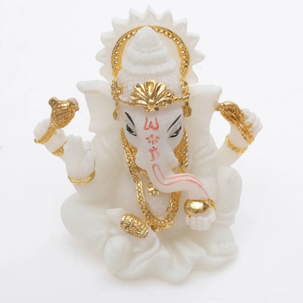 Creative Thai Elephant-headed Lord Stand Ornaments Resin Elephant Decor for Home Table Gift Office (White)