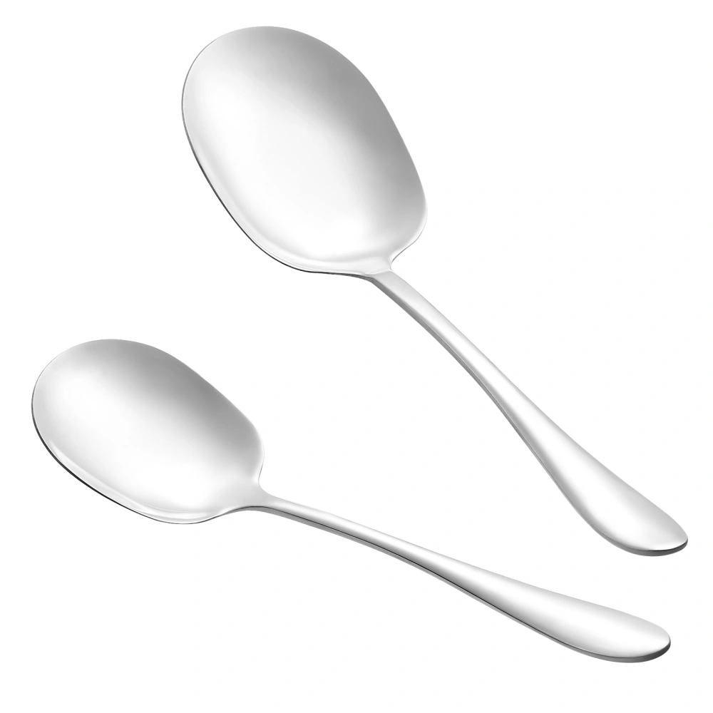 BESTONZON 2pcs Stainless Steel Serving Spoons Western Dish Spoons Dinner Serving Spoons Rice Dish Spoons