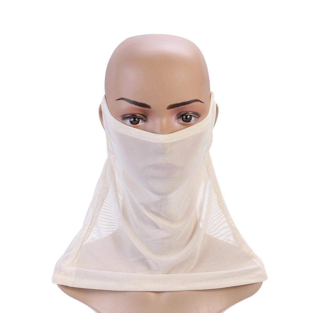 Summer Sumproof Face Head Wrap Scarf Facemask Headwear for Face Neck (Beige)