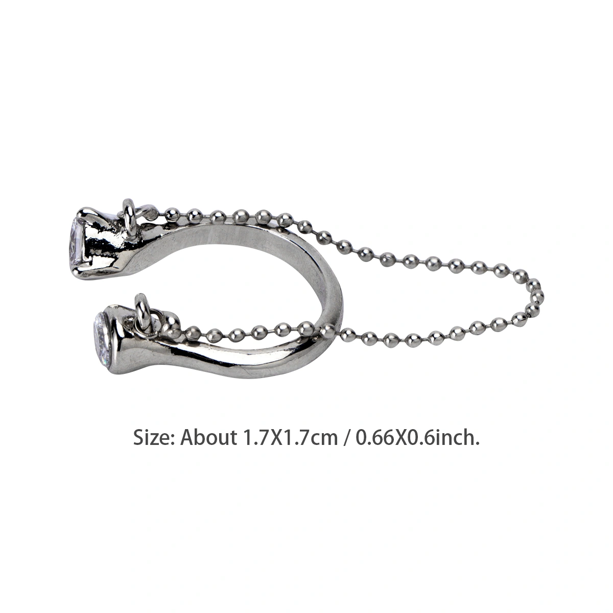 1Pc Hyperbolic Rhinestone Alloy Ring Fashion Adjustable Open Ring (Silver)