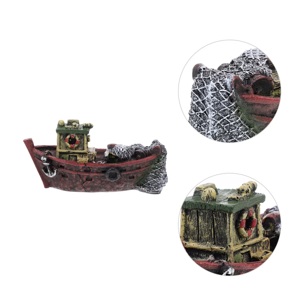 Creative Aquarium Shipwreck Decor Resin Aquarium Ship Ornament Aquarium Decor