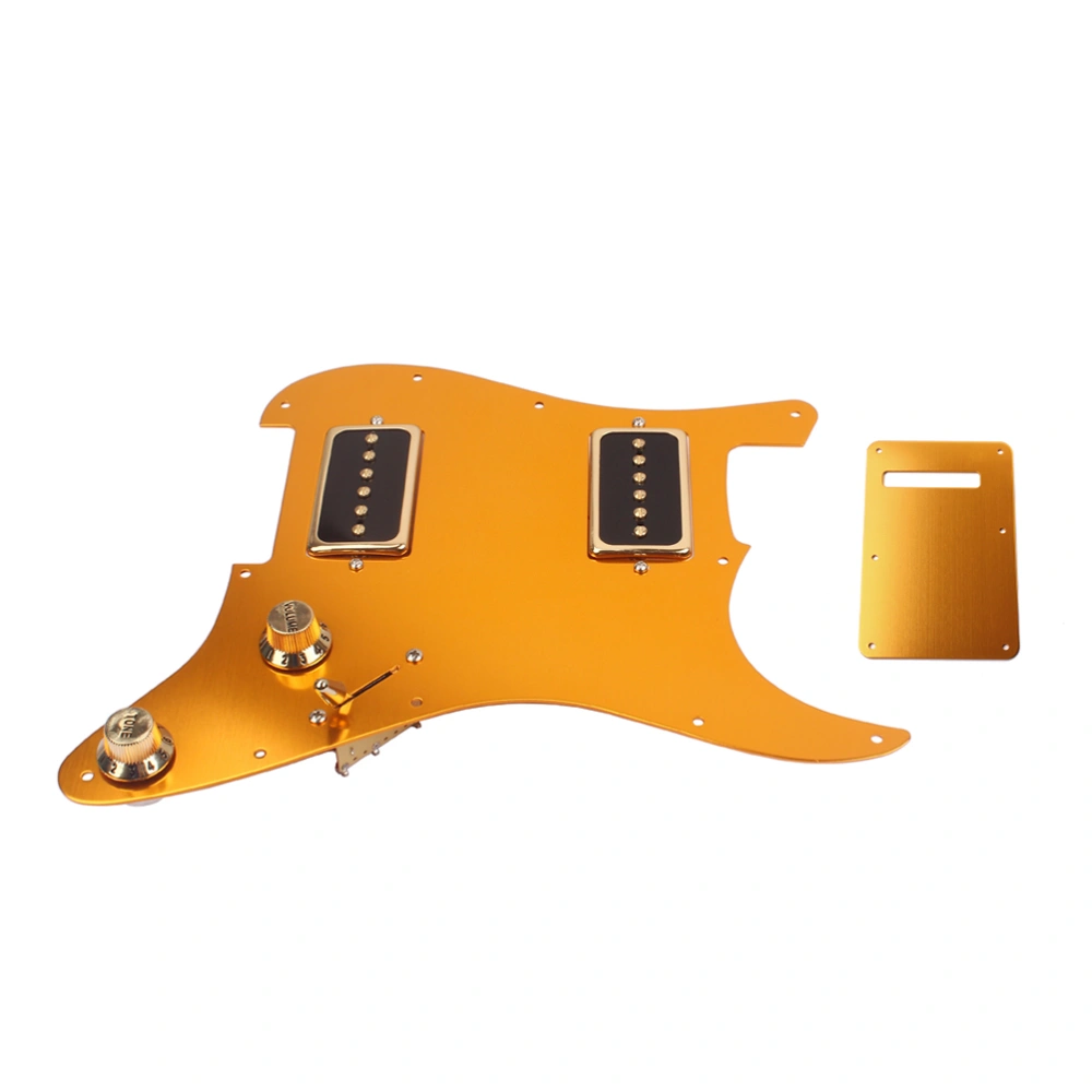 HH Loaded Prewired Dual Coil Humbucker Pickguard Pickups Set Control Knobs with Back Plate for Electric Guitar HH08 (Golden)