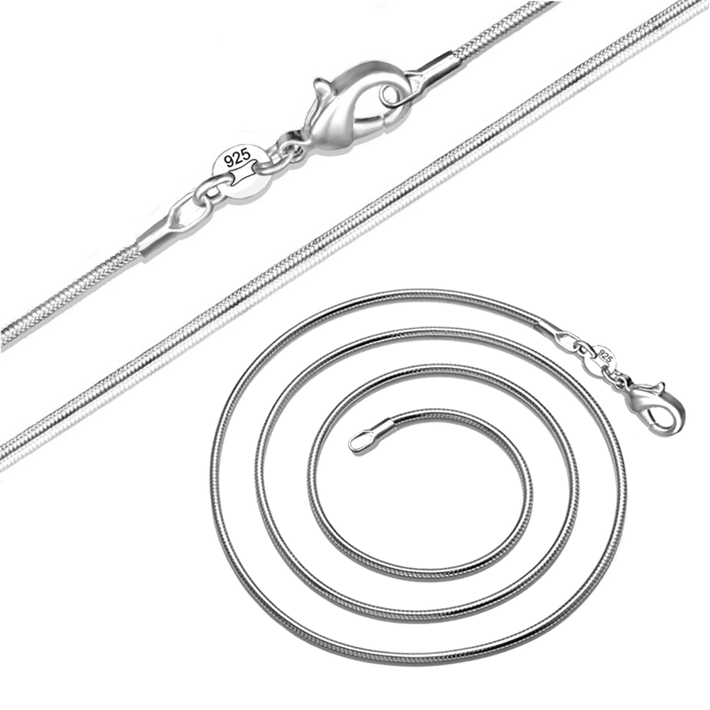 Snake Chain Necklace Fashion Hot Mens Womens Silver Plated 1MM Snake Chain Necklace（26inch)