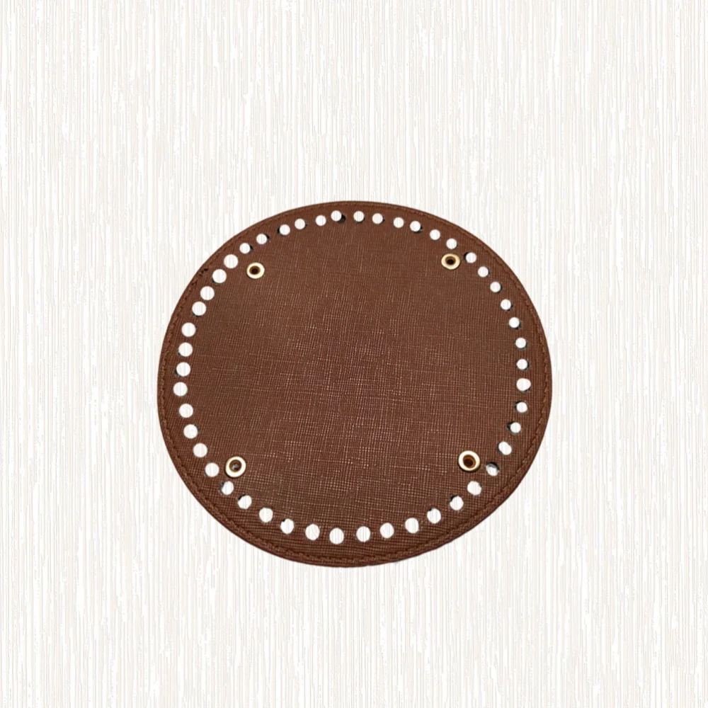 14CM DIY Sewing Pouch Base Round Bottom PU Leather Handmade Knitting Accessories for Sewing Bag Purse Material Supplies (Light Coffee)