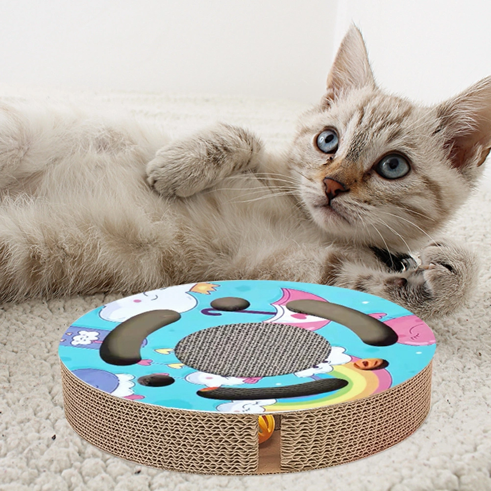 Corrugated Paper Cat Toy Round Cat Scratcher Cat Paw Grind Plaything Round Scratch Toy