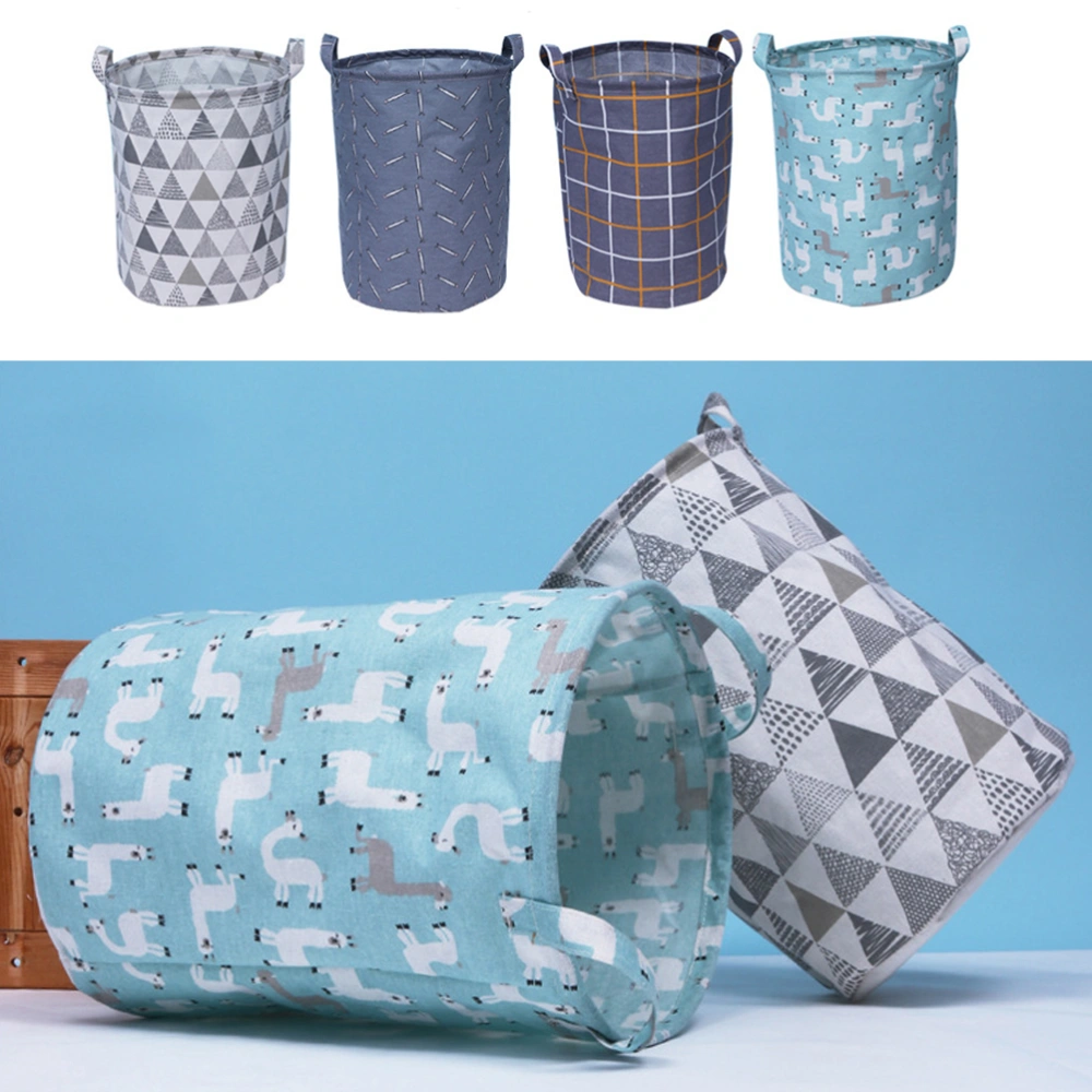 Canvas Laundry Basket Foldable Household Storage Basket Fish Pattern Portable Storage Container for Clothing Sundries Toys