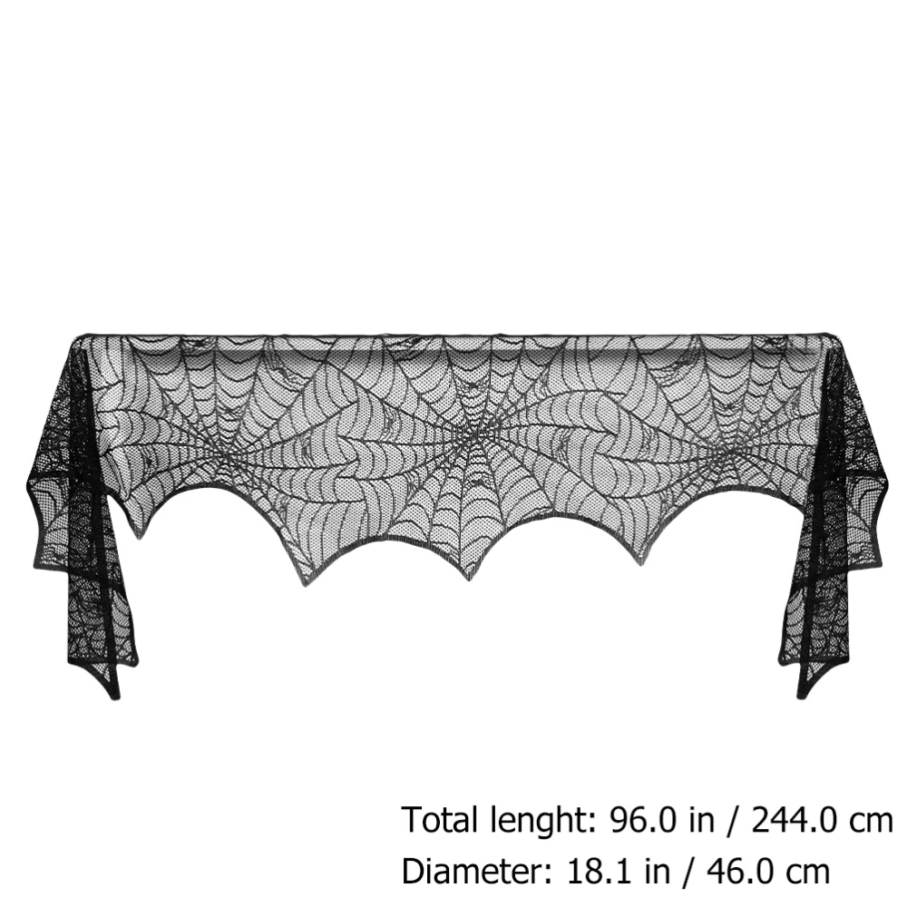 2Pcs Halloween Tablecloth Lace Tablecloth Fireplace Cloth Spider Web Tablecloth